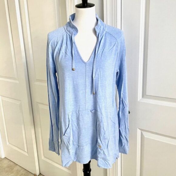 Lilly Pulitzer Light Blue Soft Luxletic Pullover Popover Sweater Sweatshirt L - Picture 1 of 5